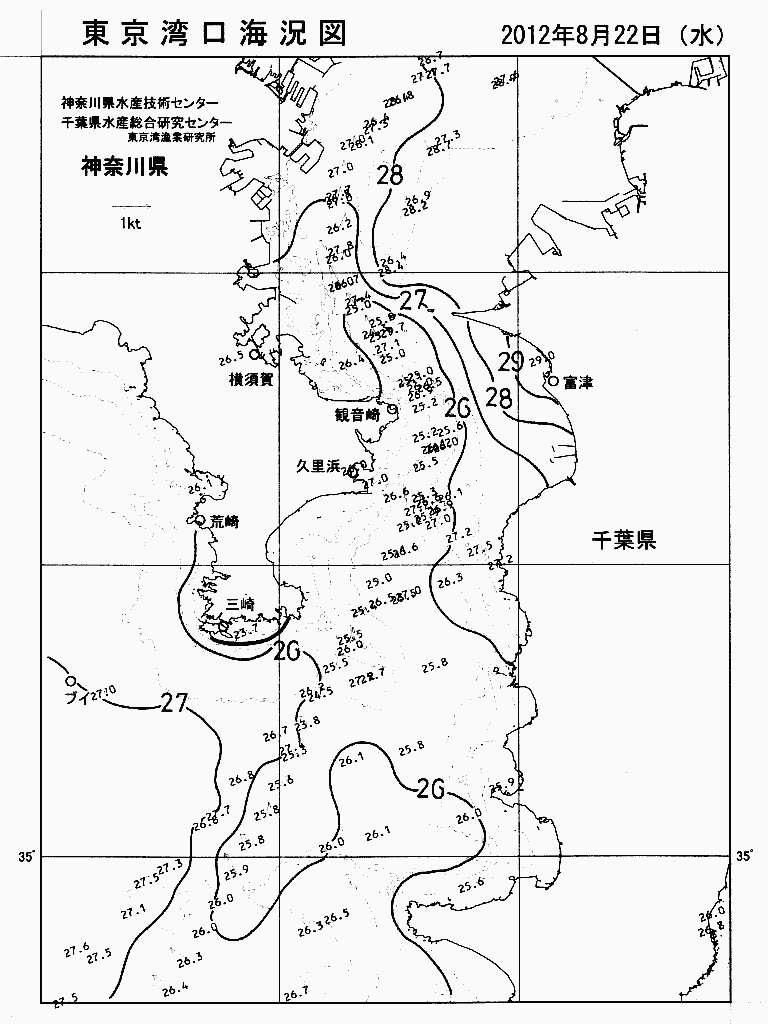 海況図, 東京湾口海況図 検索結果, (水温分布 等を図示)