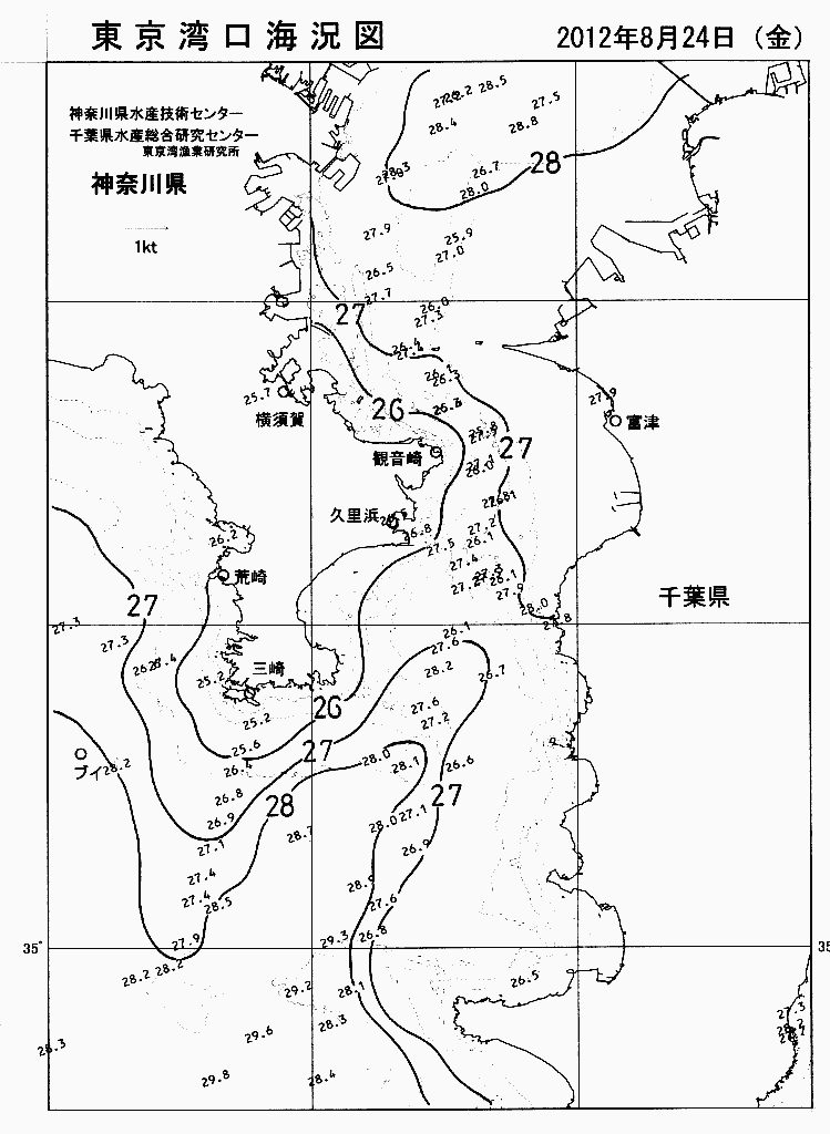 海況図, 東京湾口海況図 検索結果, (水温分布 等を図示)