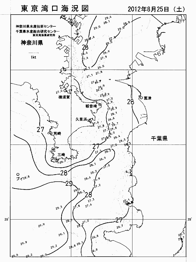 海況図, 東京湾口海況図 検索結果, (水温分布 等を図示)