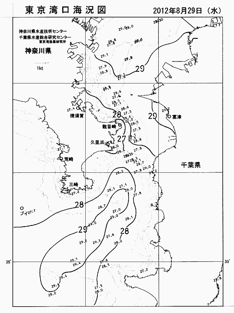 海況図, 東京湾口海況図 検索結果, (水温分布 等を図示)