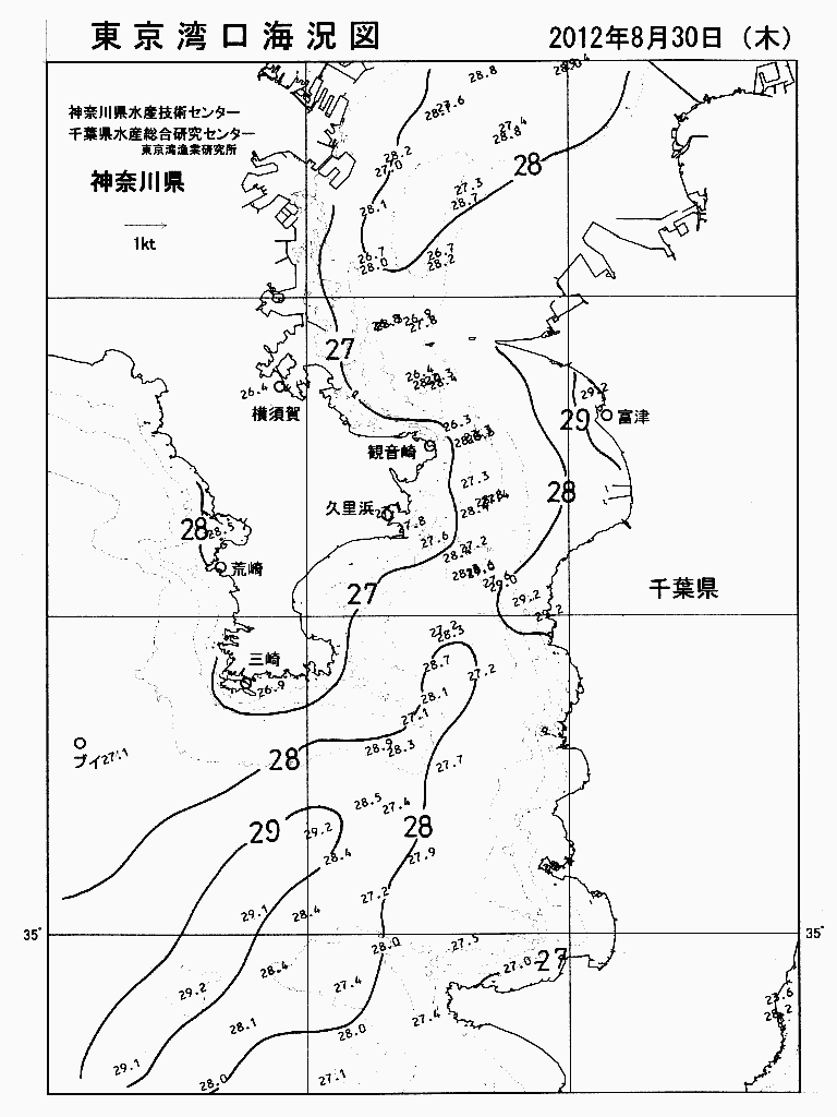 海況図, 東京湾口海況図 検索結果, (水温分布 等を図示)
