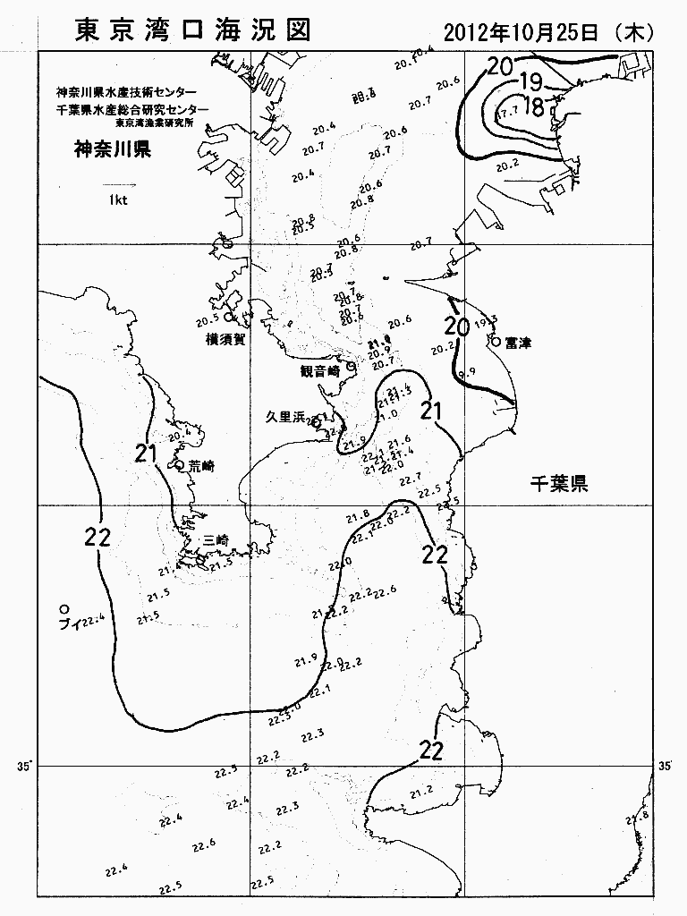 海況図, 東京湾口海況図 検索結果, (水温分布 等を図示)