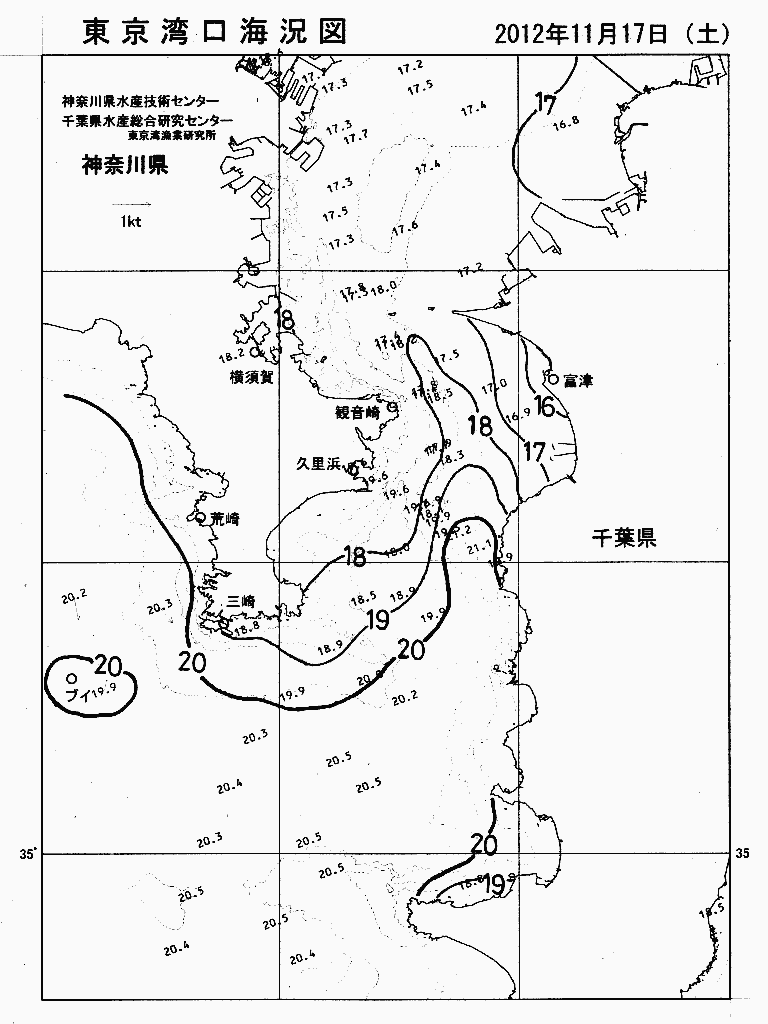 海況図, 東京湾口海況図 検索結果, (水温分布 等を図示)