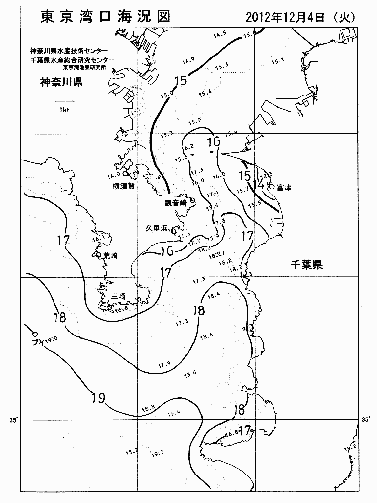 海況図, 東京湾口海況図 検索結果, (水温分布 等を図示)