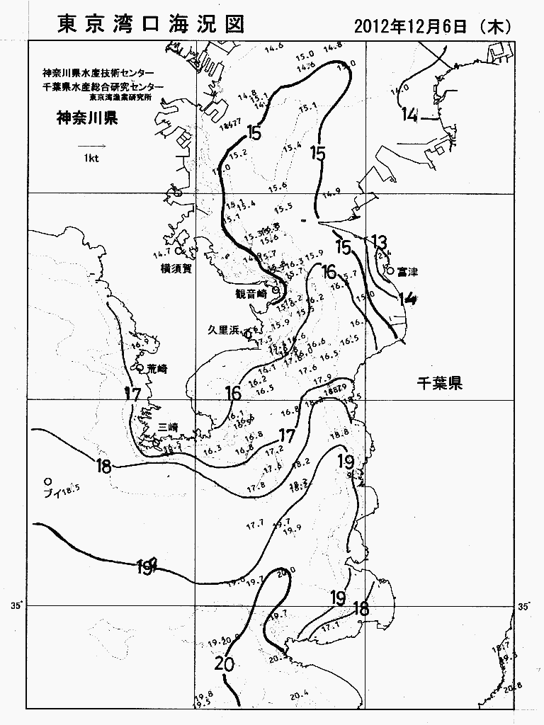 海況図, 東京湾口海況図 検索結果, (水温分布 等を図示)