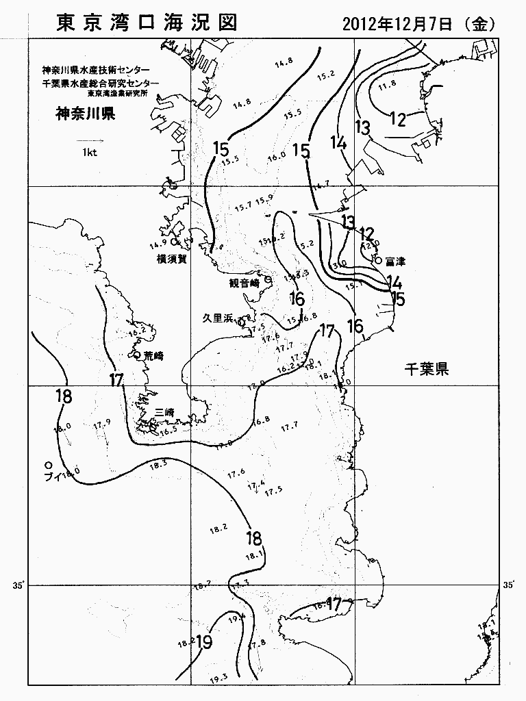 海況図, 東京湾口海況図 検索結果, (水温分布 等を図示)