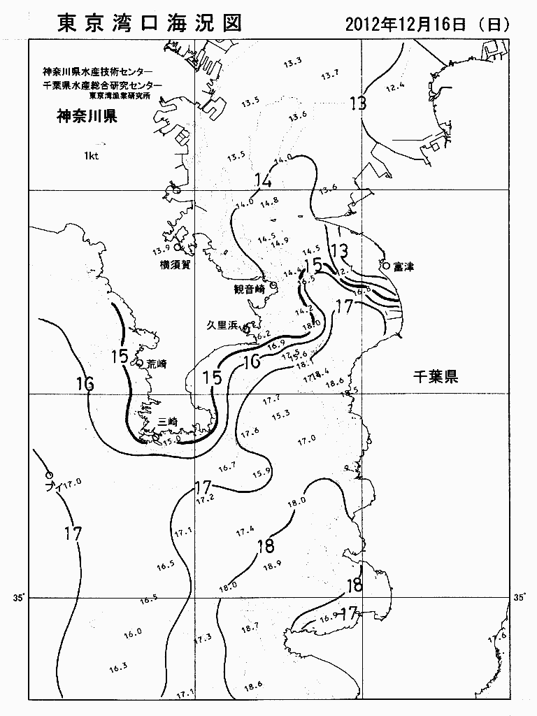 海況図, 東京湾口海況図 検索結果, (水温分布 等を図示)