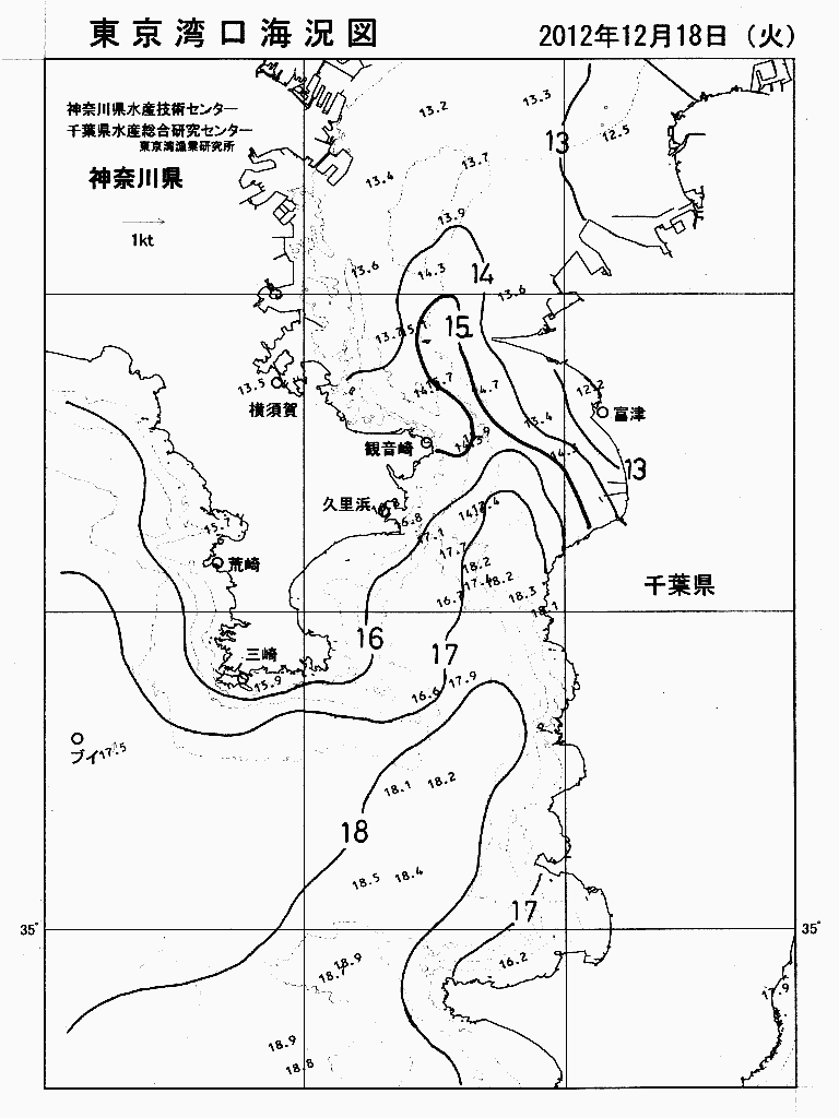 海況図, 東京湾口海況図 検索結果, (水温分布 等を図示)