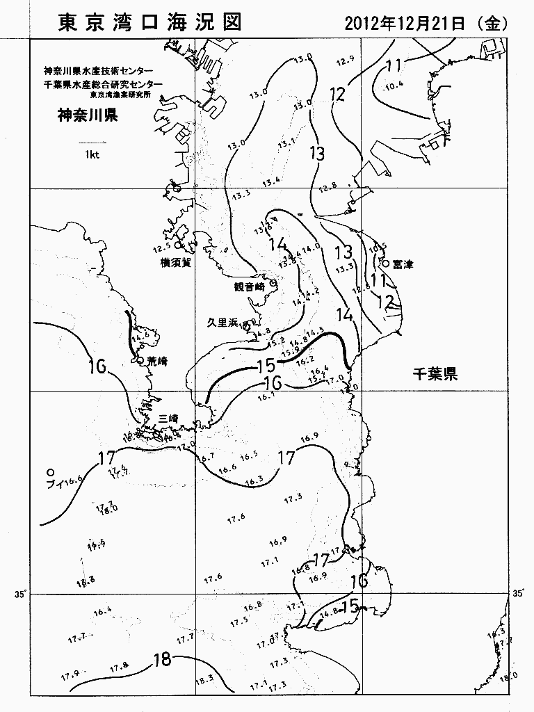 海況図, 東京湾口海況図 検索結果, (水温分布 等を図示)
