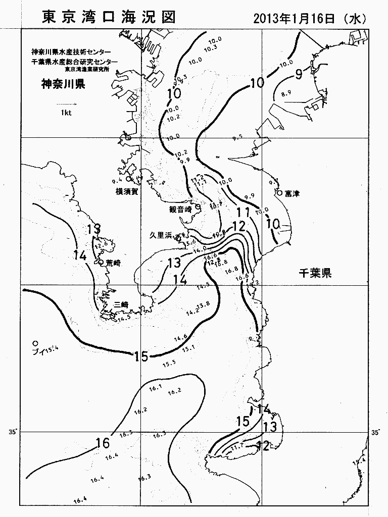 海況図, 東京湾口海況図 検索結果, (水温分布 等を図示)