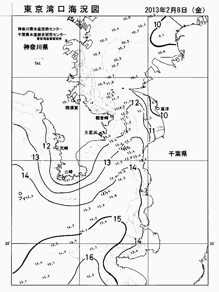 海況図, 東京湾口海況図 検索結果, (水温分布 等を図示)