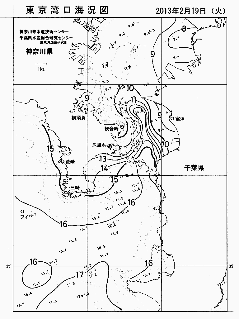 海況図, 東京湾口海況図 検索結果, (水温分布 等を図示)