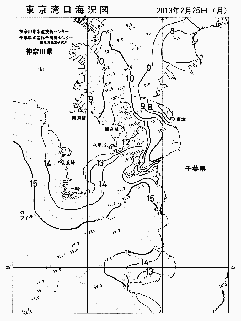 海況図, 東京湾口海況図 検索結果, (水温分布 等を図示)
