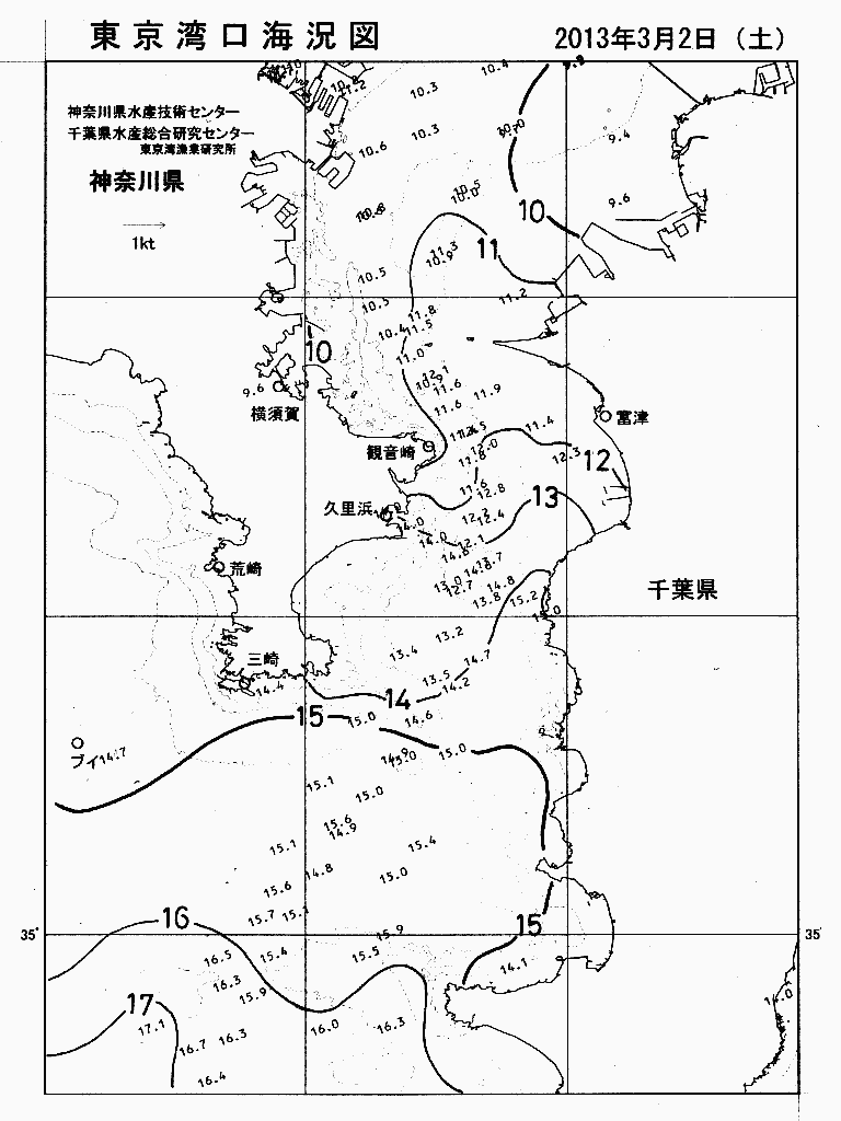 海況図, 東京湾口海況図 検索結果, (水温分布 等を図示)