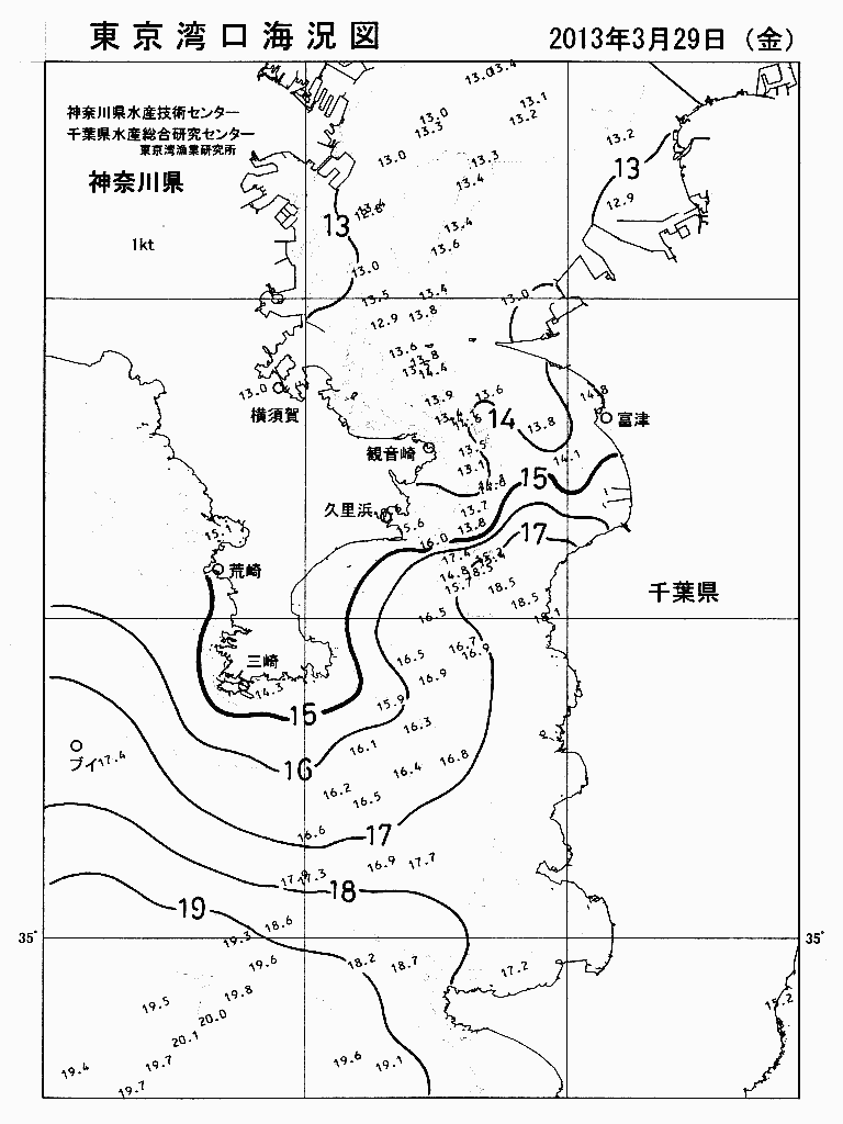 海況図, 東京湾口海況図 検索結果, (水温分布 等を図示)