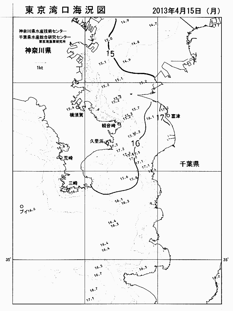 海況図, 東京湾口海況図 検索結果, (水温分布 等を図示)