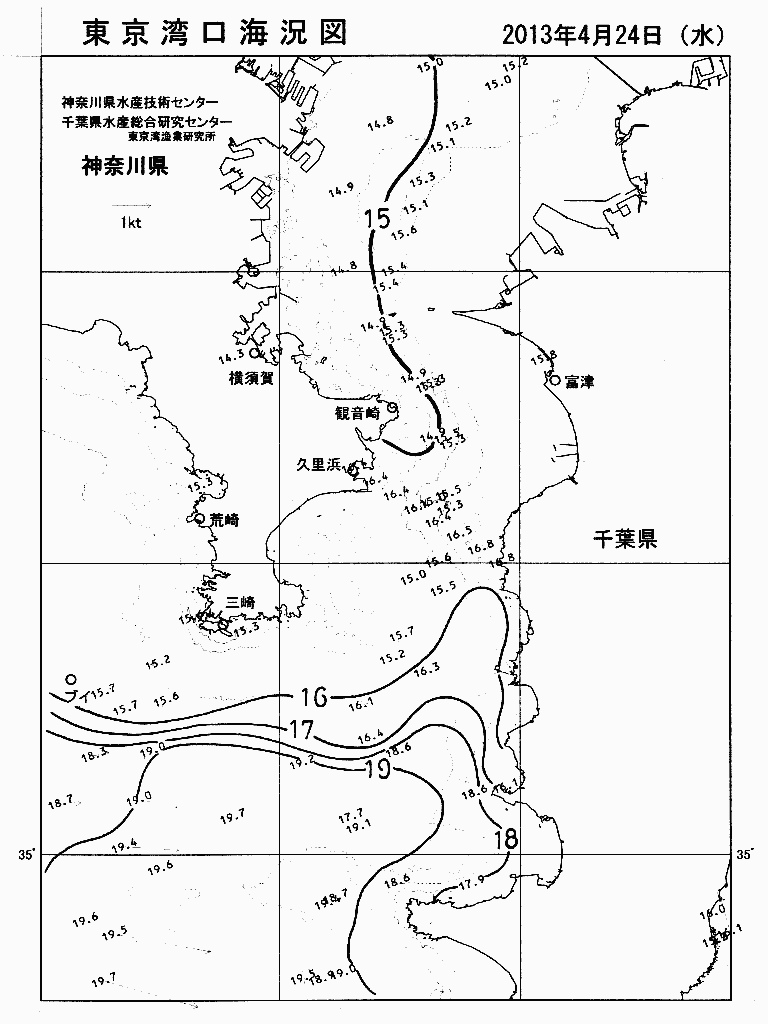 海況図, 東京湾口海況図 検索結果, (水温分布 等を図示)