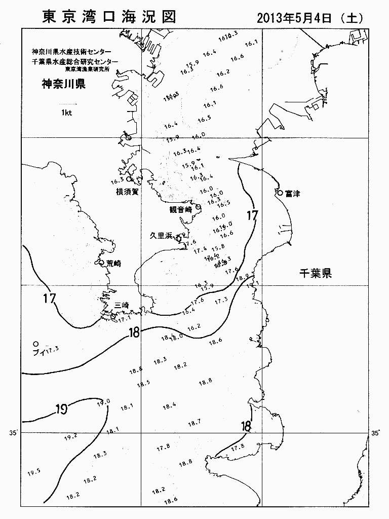 海況図, 東京湾口海況図 検索結果, (水温分布 等を図示)