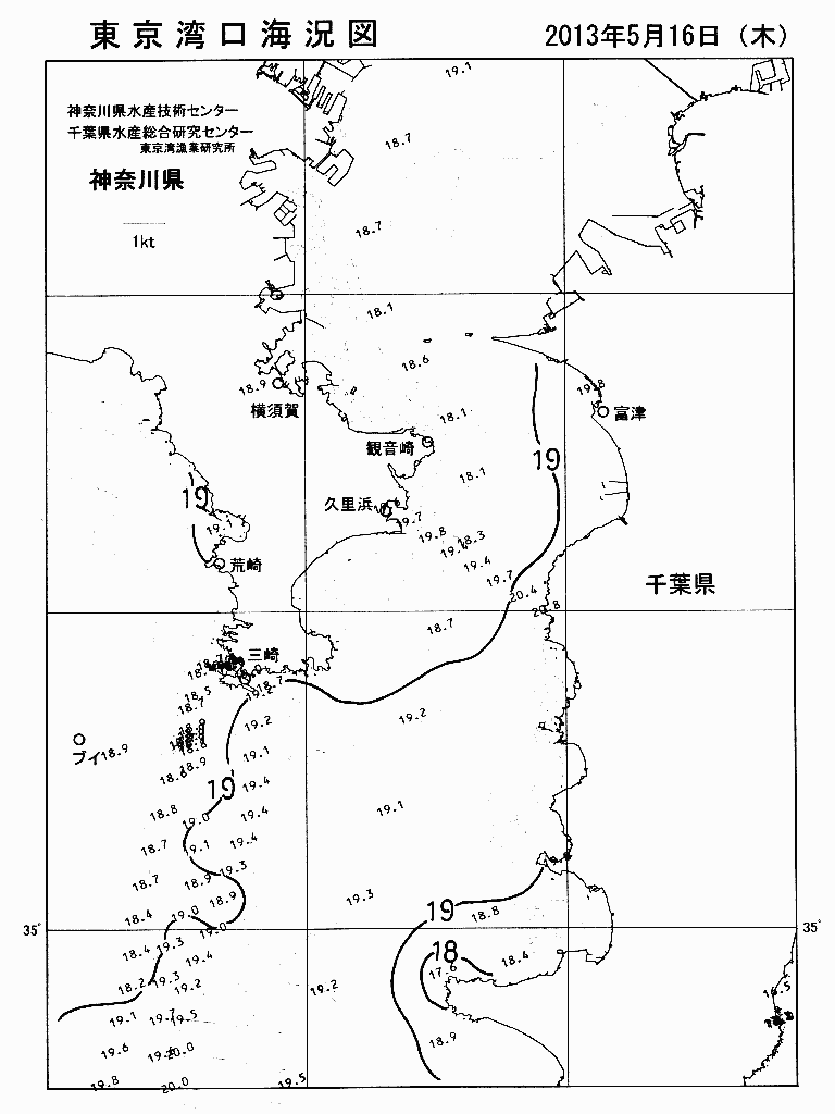 海況図, 東京湾口海況図 検索結果, (水温分布 等を図示)