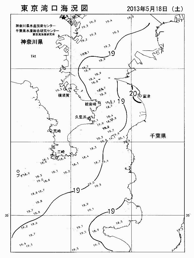 海況図, 東京湾口海況図 検索結果, (水温分布 等を図示)