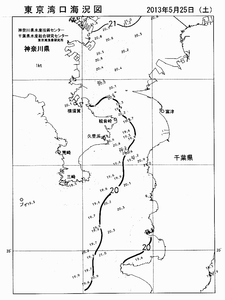 海況図, 東京湾口海況図 検索結果, (水温分布 等を図示)