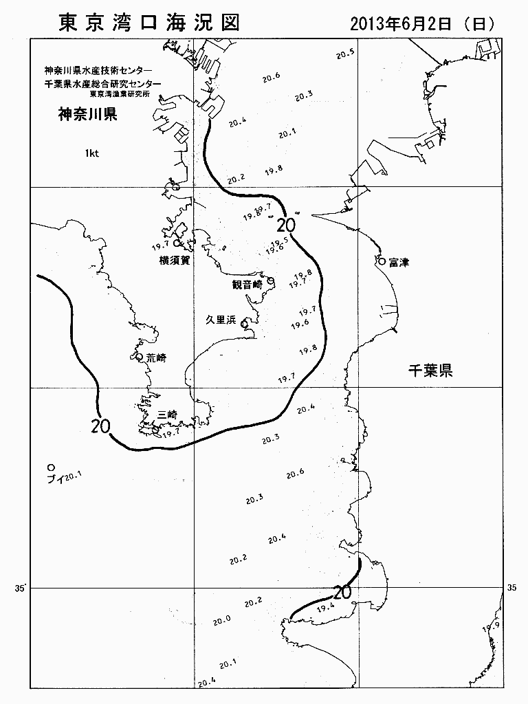海況図, 東京湾口海況図 検索結果, (水温分布 等を図示)