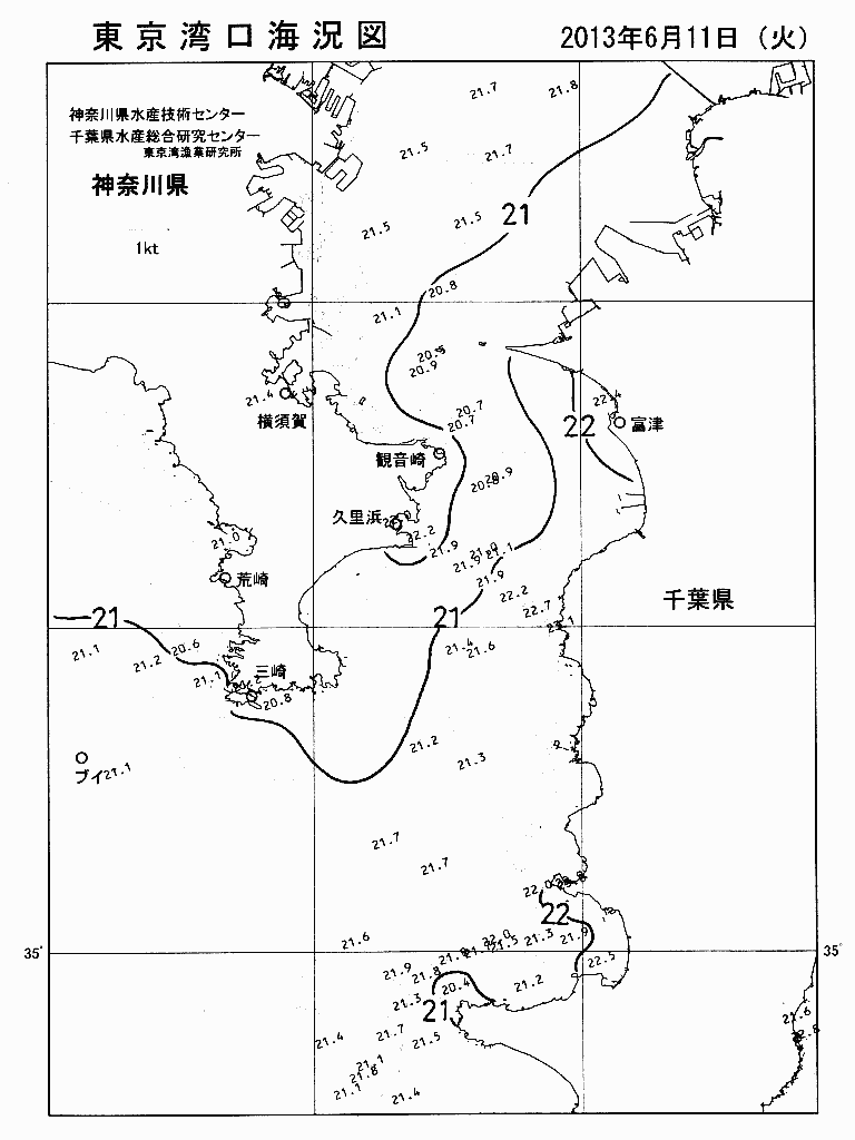 海況図, 東京湾口海況図 検索結果, (水温分布 等を図示)