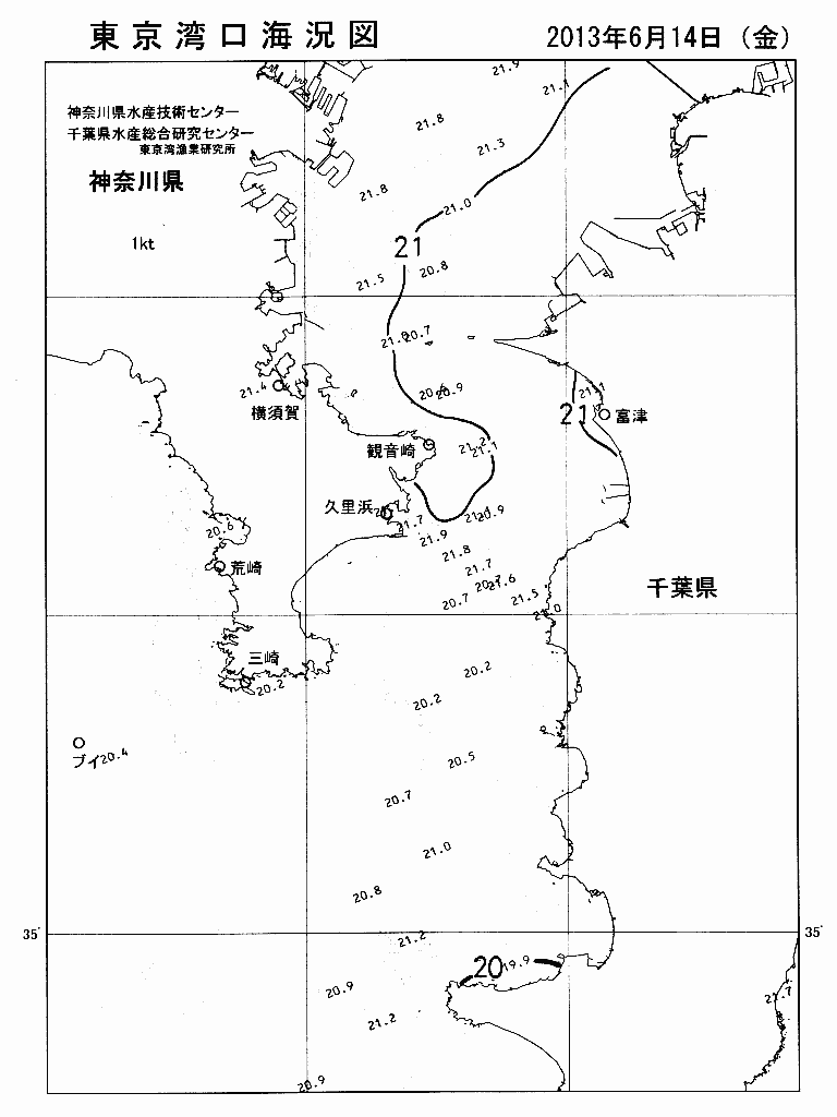 海況図, 東京湾口海況図 検索結果, (水温分布 等を図示)