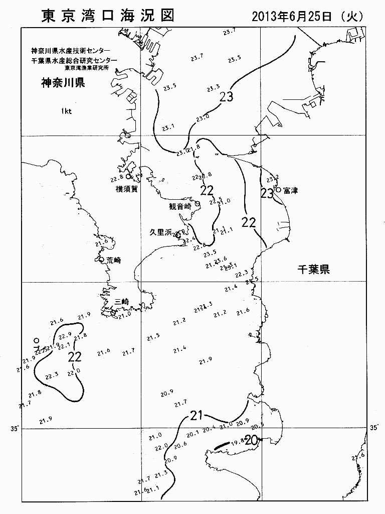 海況図, 東京湾口海況図 検索結果, (水温分布 等を図示)