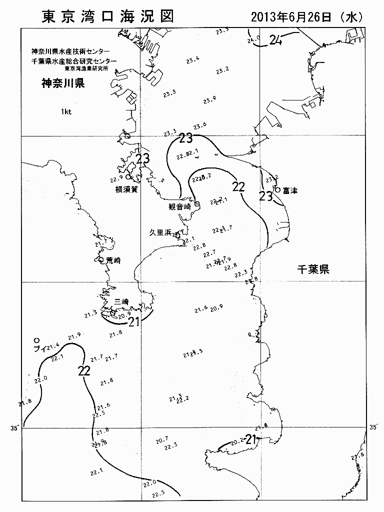 海況図, 東京湾口海況図 検索結果, (水温分布 等を図示)