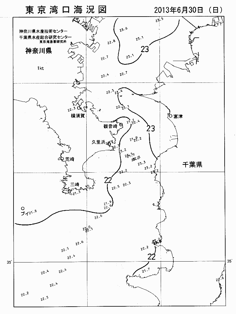 海況図, 東京湾口海況図 検索結果, (水温分布 等を図示)