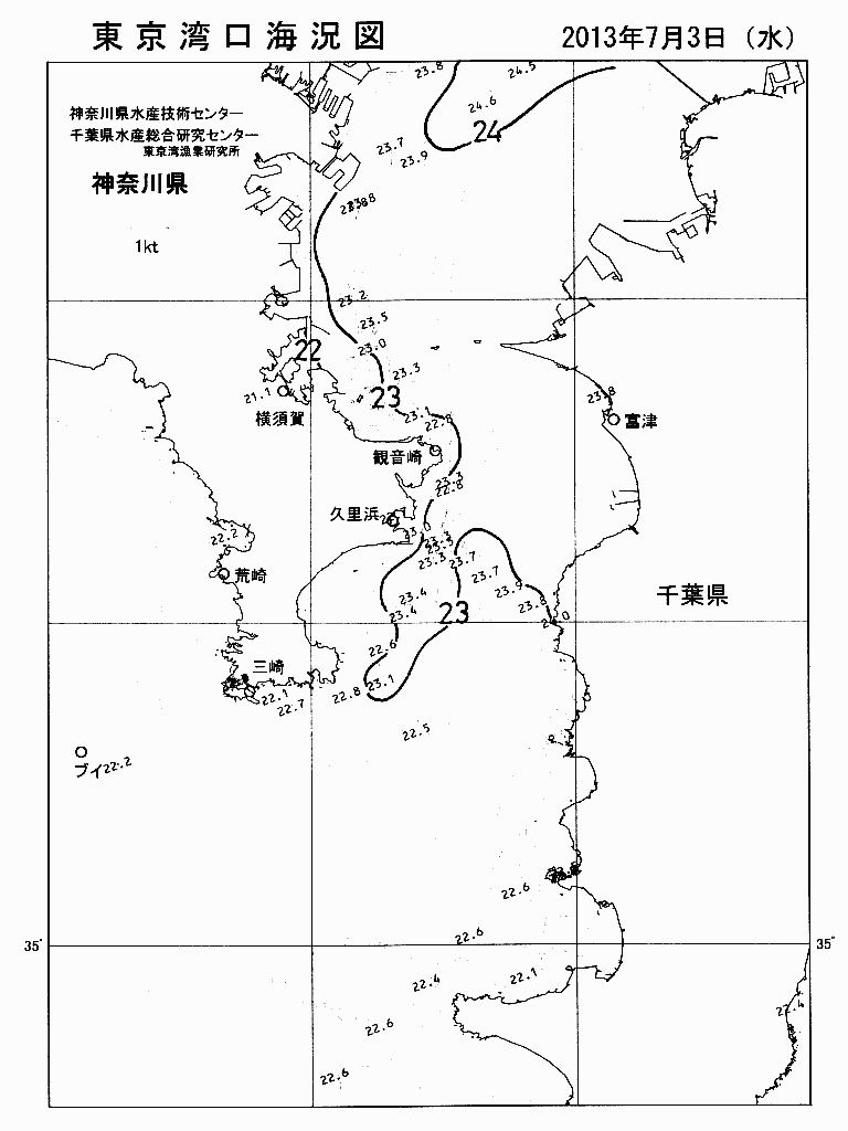 海況図, 東京湾口海況図 検索結果, (水温分布 等を図示)