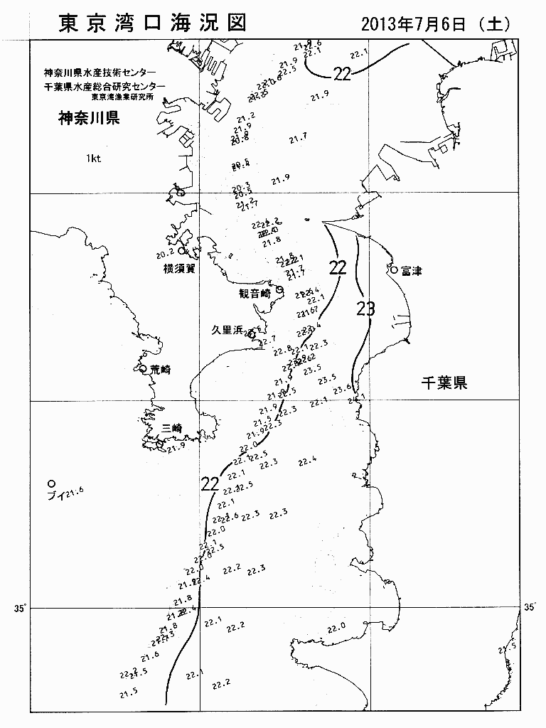 海況図, 東京湾口海況図 検索結果, (水温分布 等を図示)