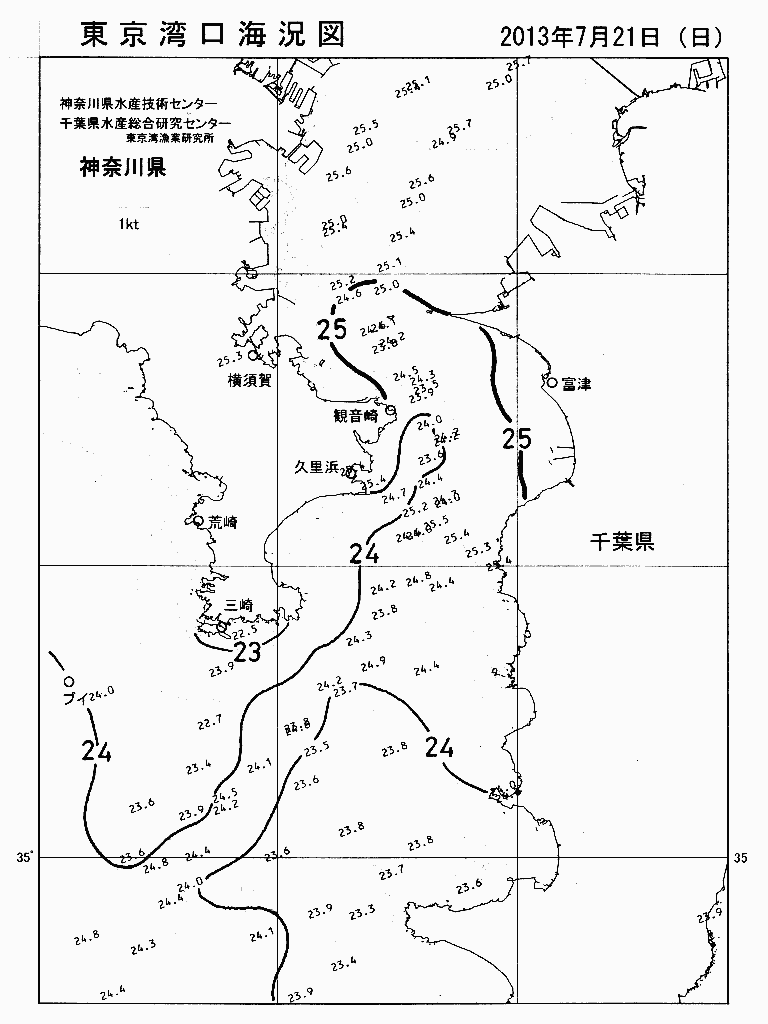 海況図, 東京湾口海況図 検索結果, (水温分布 等を図示)