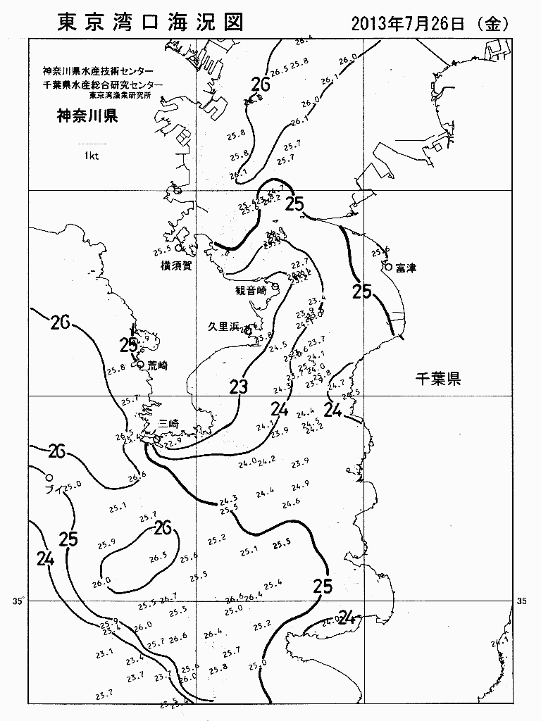 海況図, 東京湾口海況図 検索結果, (水温分布 等を図示)