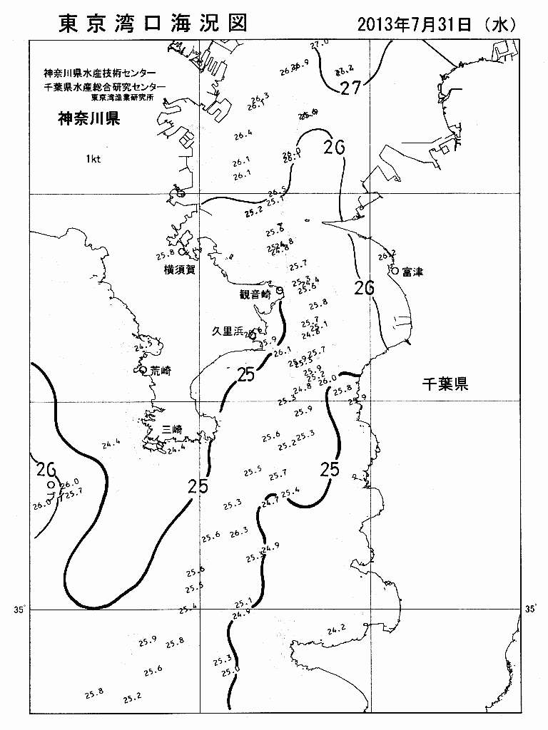 海況図, 東京湾口海況図 検索結果, (水温分布 等を図示)