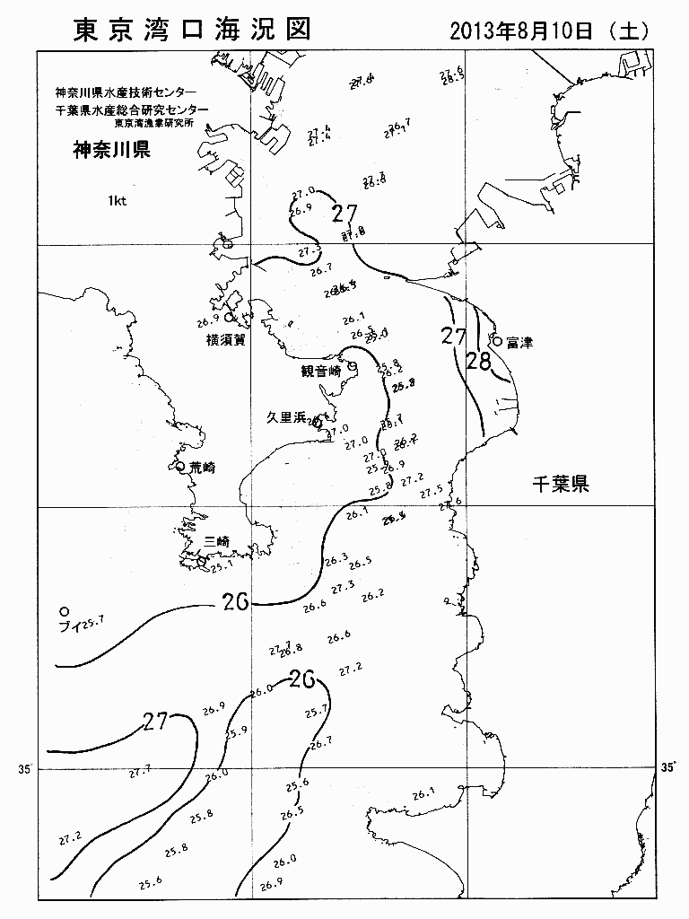 海況図, 東京湾口海況図 検索結果, (水温分布 等を図示)