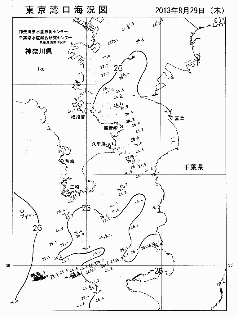 海況図, 東京湾口海況図 検索結果, (水温分布 等を図示)