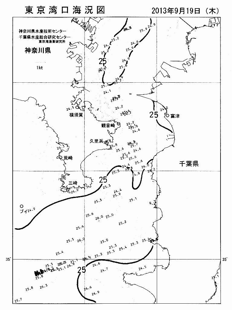 海況図, 東京湾口海況図 検索結果, (水温分布 等を図示)