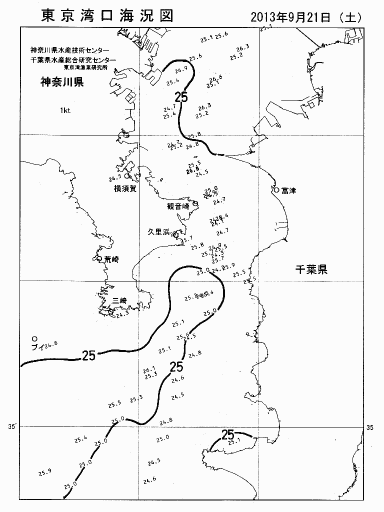 海況図, 東京湾口海況図 検索結果, (水温分布 等を図示)