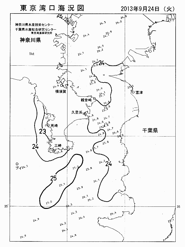 海況図, 東京湾口海況図 検索結果, (水温分布 等を図示)