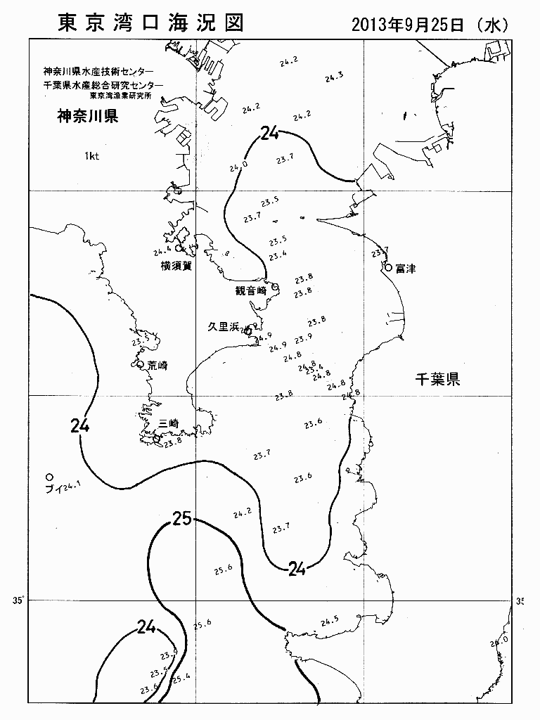 海況図, 東京湾口海況図 検索結果, (水温分布 等を図示)