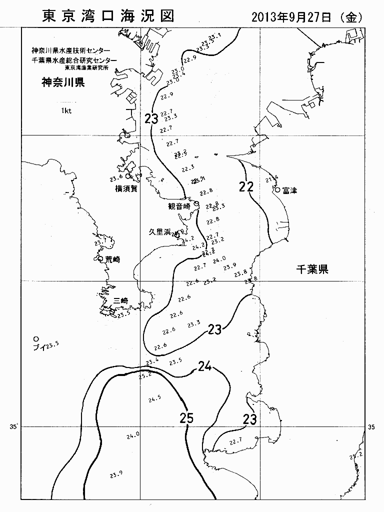 海況図, 東京湾口海況図 検索結果, (水温分布 等を図示)