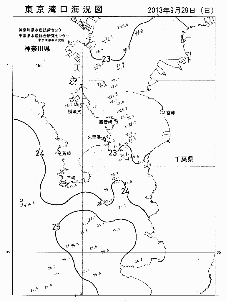 海況図, 東京湾口海況図 検索結果, (水温分布 等を図示)
