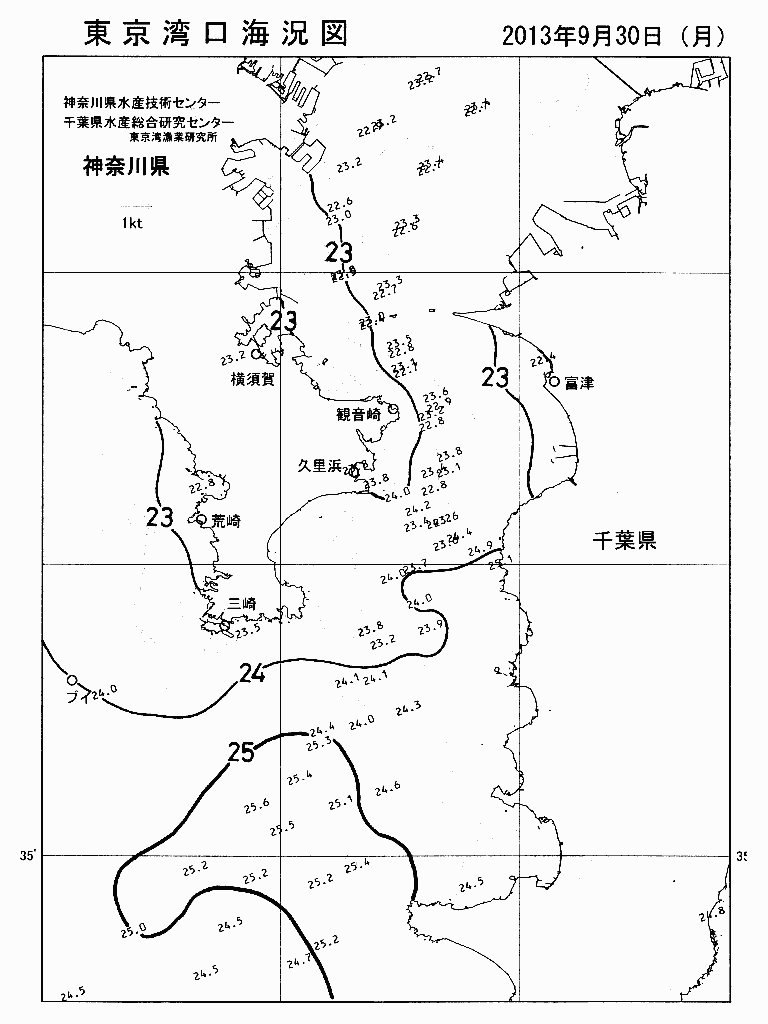 海況図, 東京湾口海況図 検索結果, (水温分布 等を図示)
