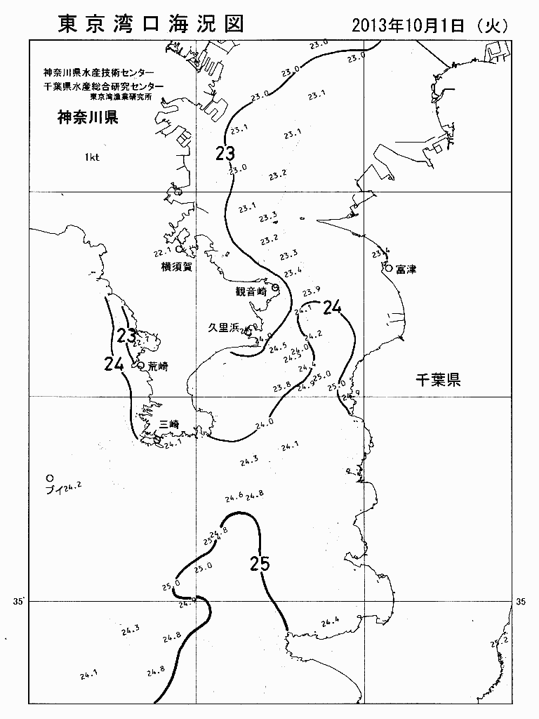 海況図, 東京湾口海況図 検索結果, (水温分布 等を図示)