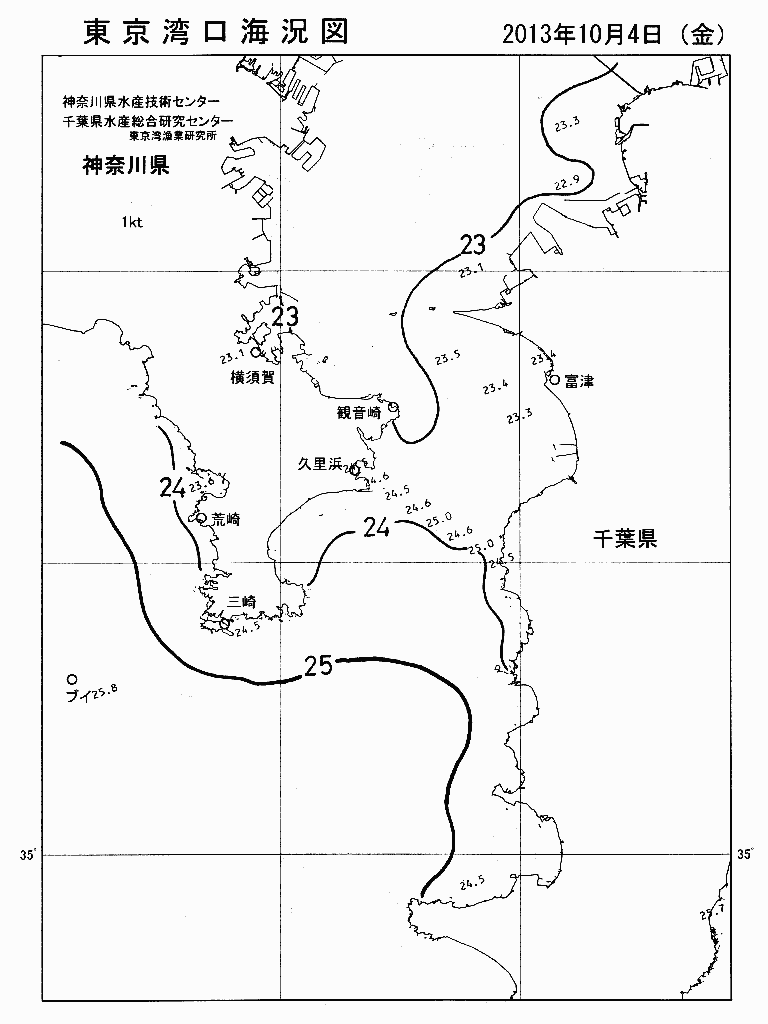 海況図, 東京湾口海況図 検索結果, (水温分布 等を図示)