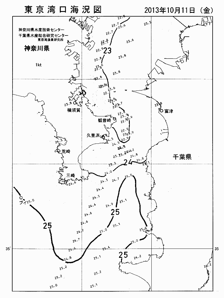 海況図, 東京湾口海況図 検索結果, (水温分布 等を図示)