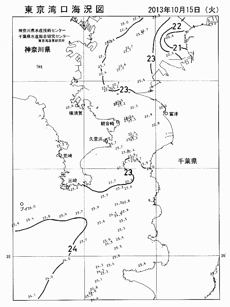 海況図, 東京湾口海況図 検索結果, (水温分布 等を図示)