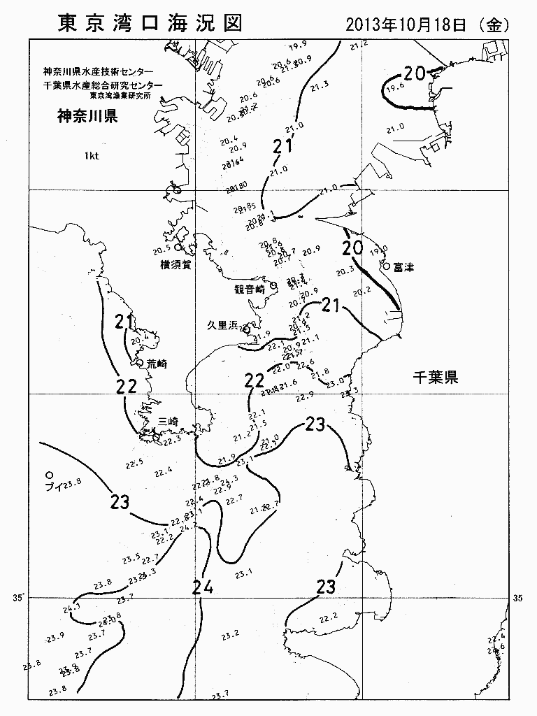 海況図, 東京湾口海況図 検索結果, (水温分布 等を図示)